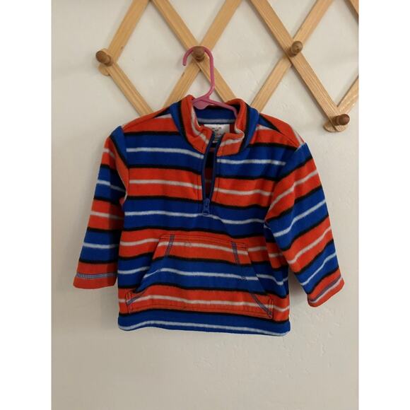 Hanna Andersson Sweatshirt Toddler 2T 80cm Blue Orange Striped Collared - Picture 1 of 8